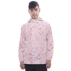 A Pink And White Abstract Design On A White Background Men s Front Pocket Pullover Windbreaker