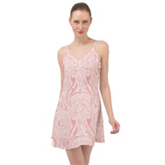 A Pink And White Abstract Design On A White Background Summer Time Chiffon Dress