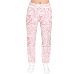 A Pink And White Abstract Design On A White Background Women Velvet Drawstring Pants