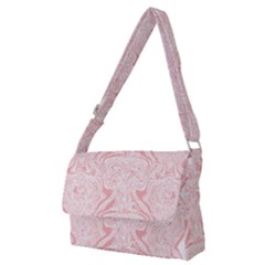 A Pink And White Abstract Design On A White Background Full Print Messenger Bag (m)