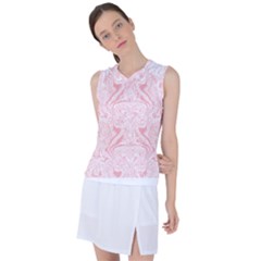 A Pink And White Abstract Design On A White Background Women s Sleeveless Sports Top