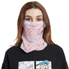 A Pink And White Abstract Design On A White Background Face Covering Bandana (two Sides)