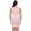 A Pink And White Abstract Design On A White Background Draped Bodycon Dress View4