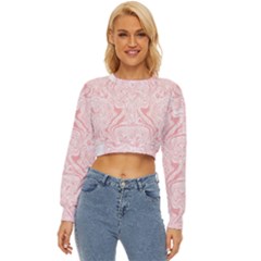 A Pink And White Abstract Design On A White Background Lightweight Long Sleeve Sweatshirt by catchydesignhill