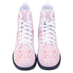 A Pink And White Abstract Design On A White Background Men s High-top Canvas Sneakers