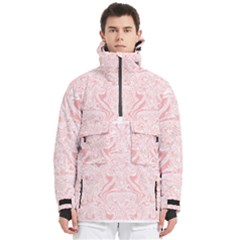 A Pink And White Abstract Design On A White Background Men s Pullover Zip Ski And Snowboard Waterproof Breathable Jacket