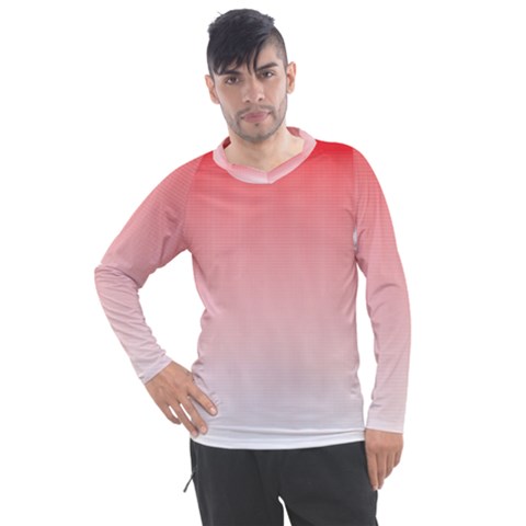 A Red And White Background With Small Squares Men s Pique Long Sleeve T-shirt by catchydesignhill