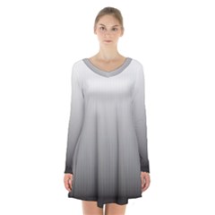 A Black And White Photo Of A Wall Long Sleeve Velvet V-neck Dress