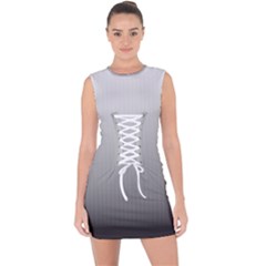 A Black And White Photo Of A Wall Lace Up Front Bodycon Dress