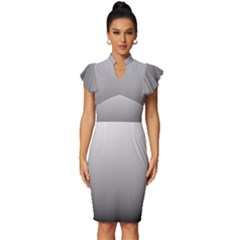 A Black And White Photo Of A Wall Vintage Frill Sleeve V-neck Bodycon Dress