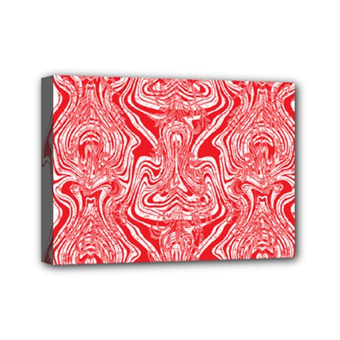 A Red And White Image Of A Pattern On A White Background Mini Canvas 7  X 5  (stretched)