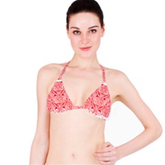 A Red And White Image Of A Pattern On A White Background Classic Bikini Top