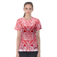 A Red And White Image Of A Pattern On A White Background Women s Sport Mesh T-shirt