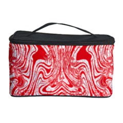 A Red And White Image Of A Pattern On A White Background Cosmetic Storage Case