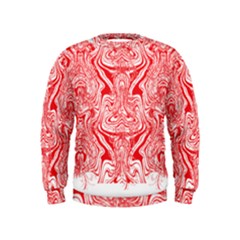 A Red And White Image Of A Pattern On A White Background Kids  Sweatshirt