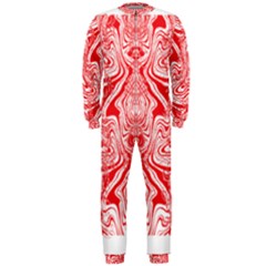 A Red And White Image Of A Pattern On A White Background Onepiece Jumpsuit (men)