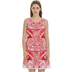 A Red And White Image Of A Pattern On A White Background Round Neck Sleeve Casual Dress With Pockets by catchydesignhill