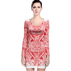 A Red And White Image Of A Pattern On A White Background Long Sleeve Velvet Bodycon Dress