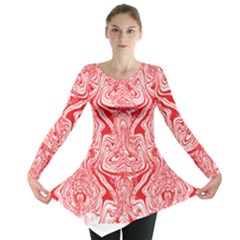 A Red And White Image Of A Pattern On A White Background Long Sleeve Tunic 