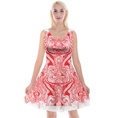 A Red And White Image Of A Pattern On A White Background Reversible Velvet Sleeveless Dress