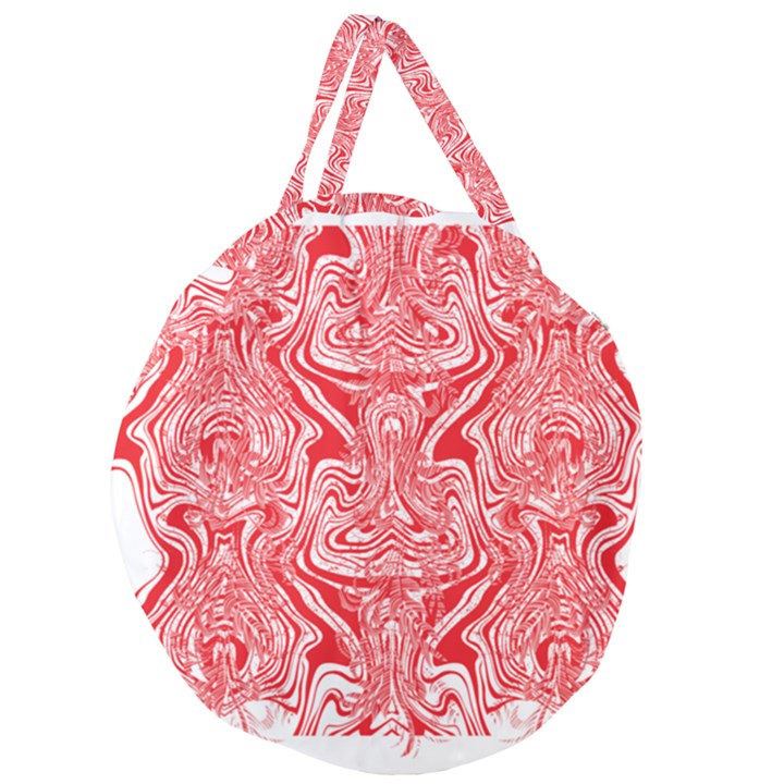 A Red And White Image Of A Pattern On A White Background Giant Round Zipper Tote