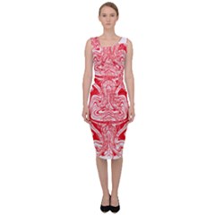 A Red And White Image Of A Pattern On A White Background Sleeveless Pencil Dress by catchydesignhill