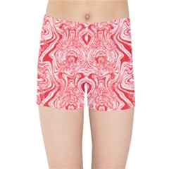 A Red And White Image Of A Pattern On A White Background Kids  Sports Shorts