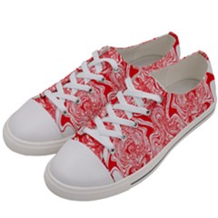 A Red And White Image Of A Pattern On A White Background Women s Low Top Canvas Sneakers