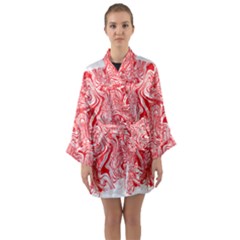 A Red And White Image Of A Pattern On A White Background Long Sleeve Satin Kimono