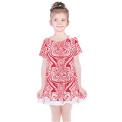 A Red And White Image Of A Pattern On A White Background Kids  Simple Cotton Dress