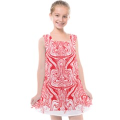 A Red And White Image Of A Pattern On A White Background Kids  Cross Back Dress