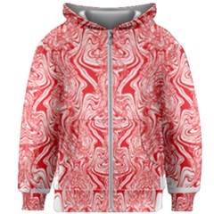 A Red And White Image Of A Pattern On A White Background Kids  Zipper Hoodie Without Drawstring