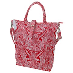 A Red And White Image Of A Pattern On A White Background Buckle Top Tote Bag