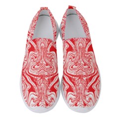 A Red And White Image Of A Pattern On A White Background Women s Slip On Sneakers