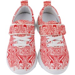 A Red And White Image Of A Pattern On A White Background Kids  Velcro Strap Shoes by catchydesignhill