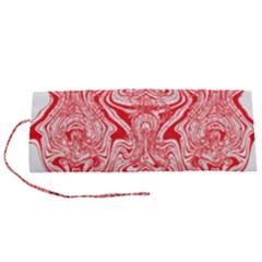 A Red And White Image Of A Pattern On A White Background Roll Up Canvas Pencil Holder (s)