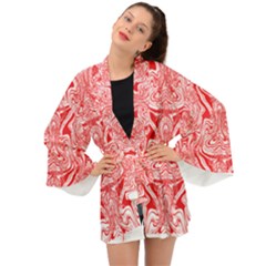 A Red And White Image Of A Pattern On A White Background Long Sleeve Kimono