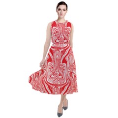 A Red And White Image Of A Pattern On A White Background Round Neck Boho Dress