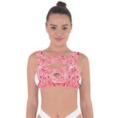 A Red And White Image Of A Pattern On A White Background Bandaged Up Bikini Top