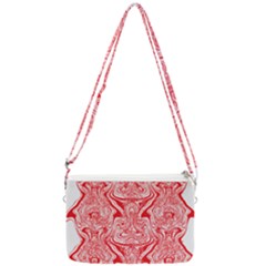 A Red And White Image Of A Pattern On A White Background Double Gusset Crossbody Bag