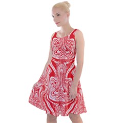 A Red And White Image Of A Pattern On A White Background Knee Length Skater Dress by catchydesignhill