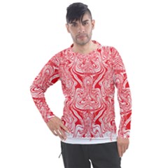 A Red And White Image Of A Pattern On A White Background Men s Pique Long Sleeve T-shirt