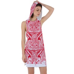 A Red And White Image Of A Pattern On A White Background Racer Back Hoodie Dress by catchydesignhill