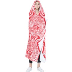 A Red And White Image Of A Pattern On A White Background Wearable Blanket by catchydesignhill