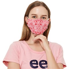 A Red And White Image Of A Pattern On A White Background Fitted Cloth Face Mask (adult)