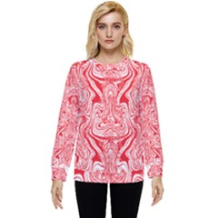 A Red And White Image Of A Pattern On A White Background Hidden Pocket Sweatshirt