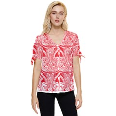 A Red And White Image Of A Pattern On A White Background Bow Sleeve Button Up Top by catchydesignhill