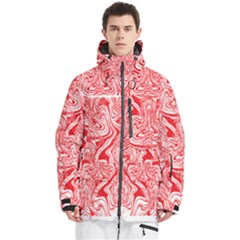 A Red And White Image Of A Pattern On A White Background Men s Multi Pockets Zip Ski And Snowboard Waterproof Breathable Jacket by catchydesignhill