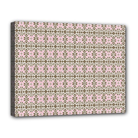 A Pink And Brown Pattern On A White Background Canvas 14  X 11  (stretched)