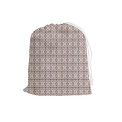 A Pink And Brown Pattern On A White Background Drawstring Pouch (large)